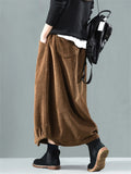 Retro Simple High-waist Solid Slimming Female Corduroy Skirts