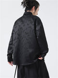 Black Butterfly Lapel Tassel Button Men's Vintage Shirt