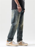 Men's Back Patch Embroidered Versatile Casual Jeans