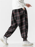 Men's Contrast Color Plaid Stylish Woolen Pants