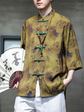 Tie-Dye Summer Lotus Print Knot Button Shirt