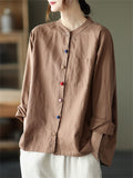 Women's Casual Multicolor Button Long Sleeve Shirt