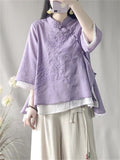 Diagonal Button Women's Spring Summer Improved Hanfu Shirt