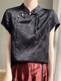 Women's Chinese Style Stand Collar Tassel Button Vintage Shirt