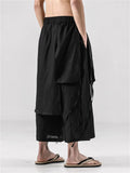 Men's Black Divided Skirt Loose Wide-Leg Pants