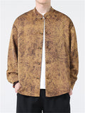 Men's Vintage Jacquard Stand-up Collar Shirt