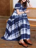 Female Summer Turn-down Collar Plus Size Tie-dye Dress