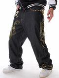 Hip Hop Oversized Embroidery Jeans for Men