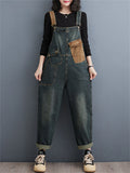 Women's Relaxed Popular Color Matching Denim Jumpsuits