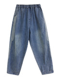 Women's Leisure Regular Fit Loose Blue Denim Pants