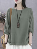 Women's Simple Oversized Crew Neck Batwing Sleeve Shirt