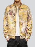 Men's Loong Crane Tiger Embroidered Faux Suede Jackets