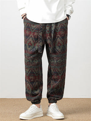 Men's Cozy Ethnic Style Jacquard Ankle-tied Pants