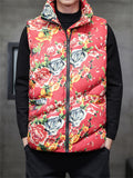 Men's Country Style Quilted Sleeveless Floral Coats