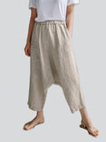 Elastic Waist Cotton Linen Retro Pants for Women