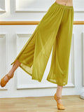 Flowy Mesh Side Split Wide Leg Pants for Women