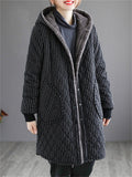 Female Striped Mid-length Hooded Thickened Cotton Coats