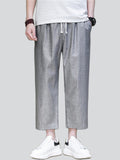 Loose Cozy Cotton Linen Ankle Length Casual Pants for Men