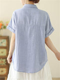 Women's Button Up Striped Skin-friendly Comfy Shirt