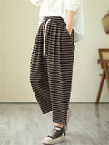 Women's Trendy Loose All Match Striped Casual Pants