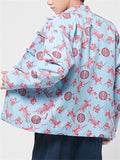 Men's Chinese Mythology Kylin Print Blue Retro Jacket