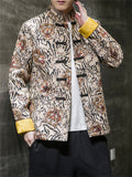 Men's Vintage Stand-up Collar Tiger Print Jackets