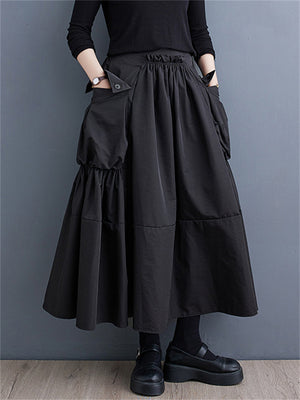 Women's Stylish High Rise Large Pocket Pleated Skirt