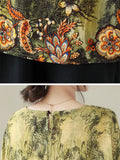 Women's Crew Neck Loose Pullover Floral Print Shirt