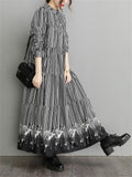 Women's French Style Stripe Zebra Print Long Dress