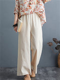 Summer Linen Blend High Rise Straight-Leg Pants for Women