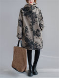 Women's Fleece Relaxed Hooded Floral Coats