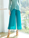 Flowy Mesh Side Split Wide Leg Pants for Women