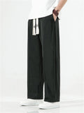 Men's Soft Ice Silk Drawstring Waist Loose Casual Pants