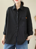 Women's Spring Retro Lapel Button Up Oversized Shirt