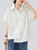 Irregular Patchwork Hem Lapel Shirts for Women