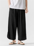 Men's Retro Simple Cotton Linen Drawstring Straight-Leg Pants