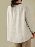 Ladies Embroidered Collar Loose Fit Casual Shirt