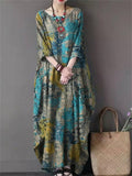 Women's Mountain View Printed Oriental Style Pullover Dress