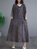 Women's Retro Super Loose Large Size Washed Denim Dress