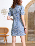 Summer Cozy Slim Fit Knee Length Blue Denim Dress for Women