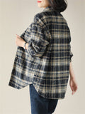 Female Autumn Winter Thickened Mid-length Lapel Plaid Jacket