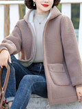 Middle-aged and Elderly Women's Cosy Faux Lamb Wool Coats