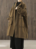 Women's Autumn Oversized Zipper Windproof Knee-Length Coat