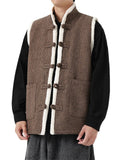 Men's Chinese Style Tang Suit Fleece Corduroy Vest