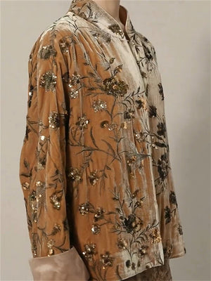 Women's Vintage Floral Pattern Velvet Jackets