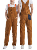 Khaki Multi-Pocket Couple Denim Overalls