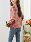 Ladies Floral Butterfly Printed Round Neck Shirts