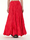 Solid Color Crinkled Maxi Skirts for Ladies