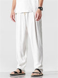 Men's Comfort Elastic Waist Regular Fit Linen Pants