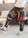 Ethnic Style Abstract Print Oversized Harem Pants for Men